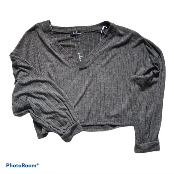 Lulus cropped v-neck lightweight sweater sz. large - Picture 4 of 5